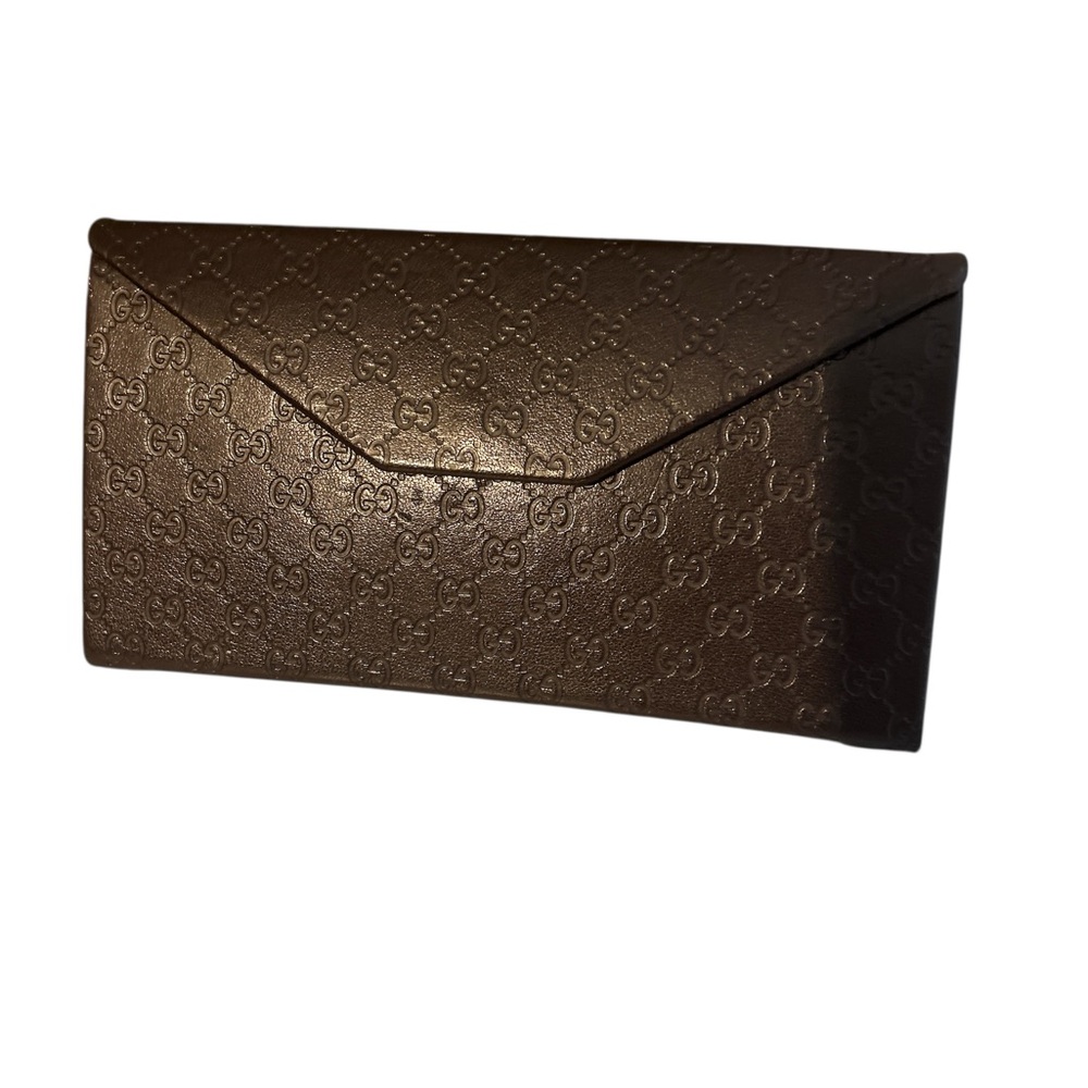 Gucci Dark Brown Embossed Leather Sunglasses Case
